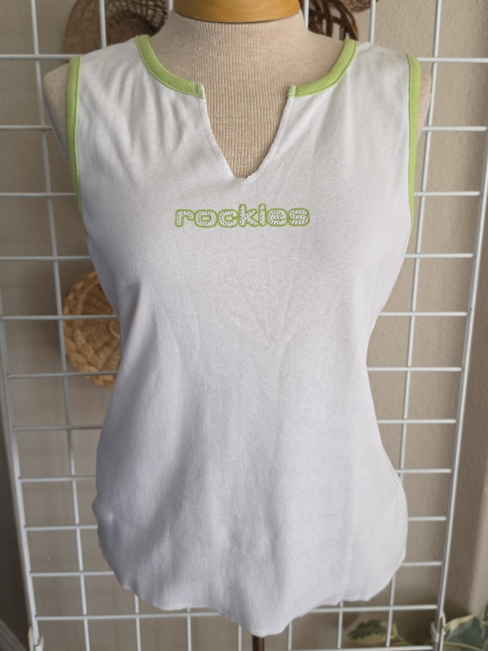 Rockies White Tank Top with Lime Trim
